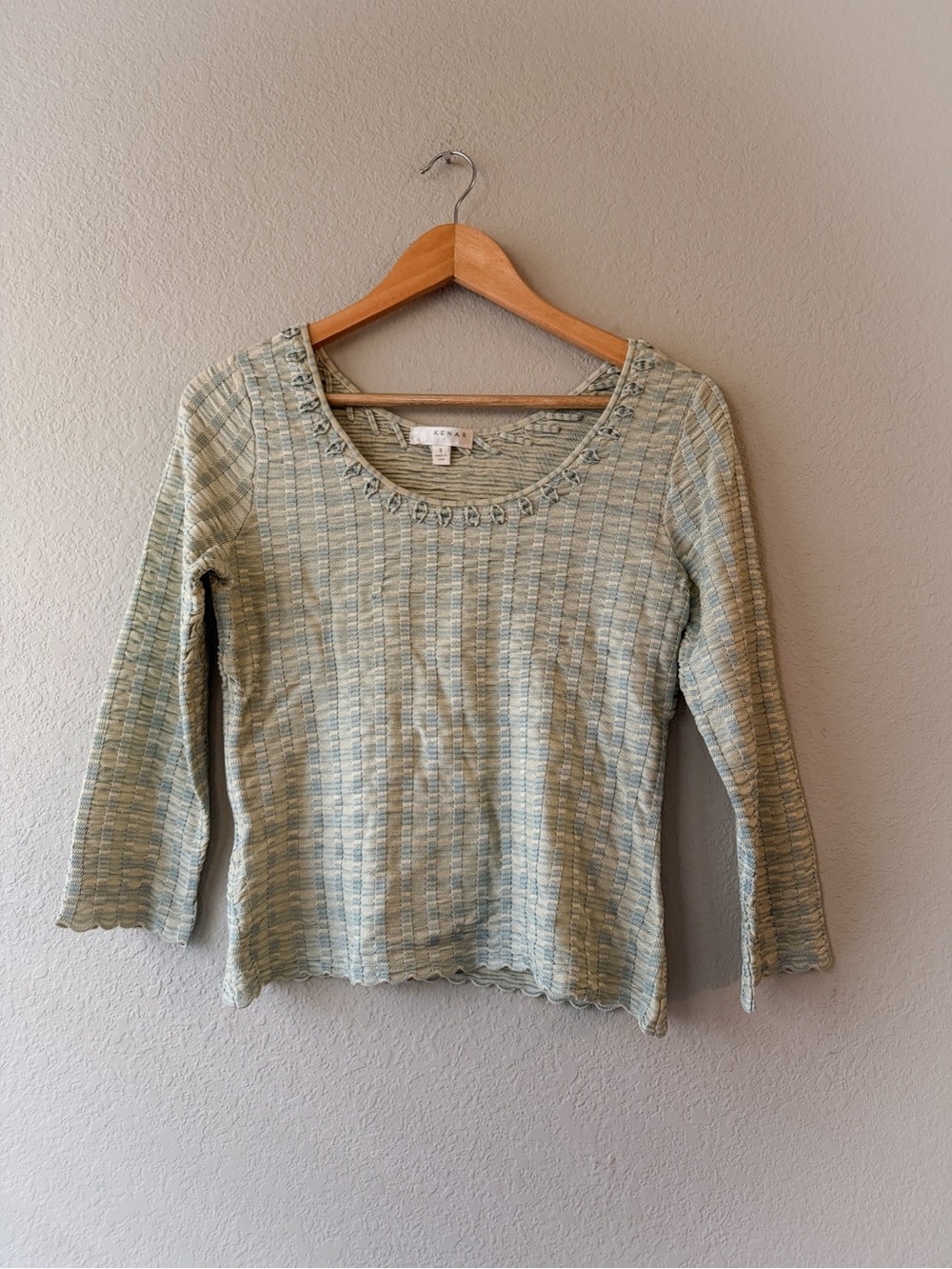 Nordstrom Kenar Silk Beaded Scoop Neck Knit Top Small